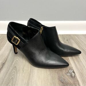 Vince Camuto Booties Women’s 6.5 Kreitha Black Leather Pointed Toe Heeled Ankle
